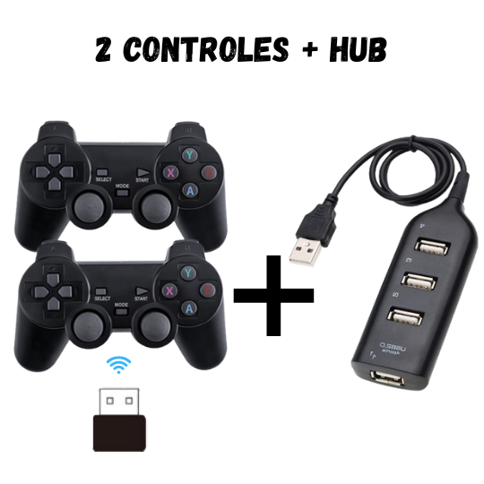 2 Controles do Game Stick + Adaptador Hub