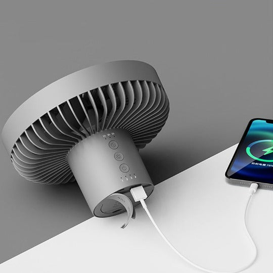 Mini Ventilador para Acampamento Portátil™ Multifuncional e Recarregável