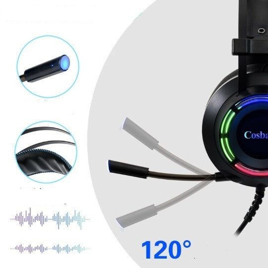 Fone de Ouvido Headset Gamer™ - Com microfone + Luz RGB