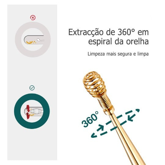 Removedor de Cera de Ouvido 360 ° Espiral™ - Aço inoxidável e design flexível